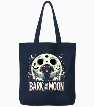 Horror Dog Halloween Spooky Dog Lover Gothic Dog Tote Bags - Navy