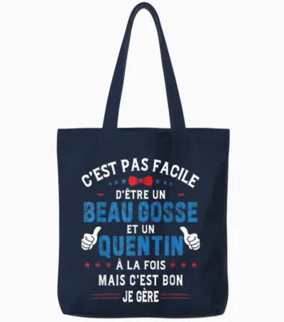 Funny Christmas Gift for Men Beau Gosse Quentin Humour Tote Bags - Navy