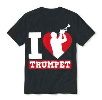 I Love Trumpet Funny Trumpet Player Gift Unisex T-Shirt - Black