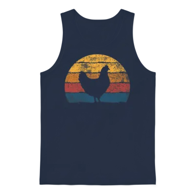 Chicken Farmer Retro Unisex Tank Top - Navy