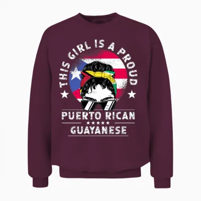 Puerto Rico Flag Guyana Grown Women Girl Unisex Sweatshirt - Maroon
