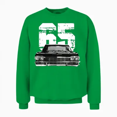 1965 Chevy Impala Ss Front Grill View with Year Unisex Sweatshirt - Irish Green