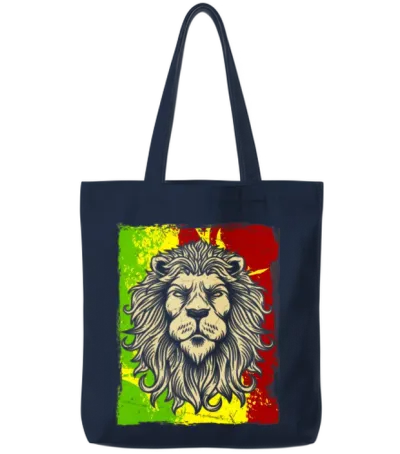 Reggae Jamaican Lion Rasta African Tote Bags - Navy