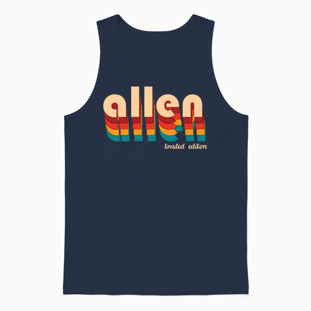 Retro Allen Name Unisex Tank Top - Navy