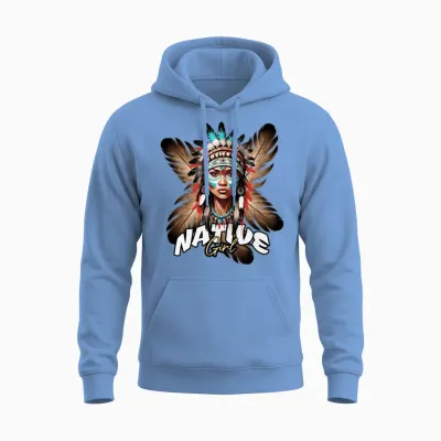 'native Girl' Feather Gd Unisex Hoodie - Carolina Blue