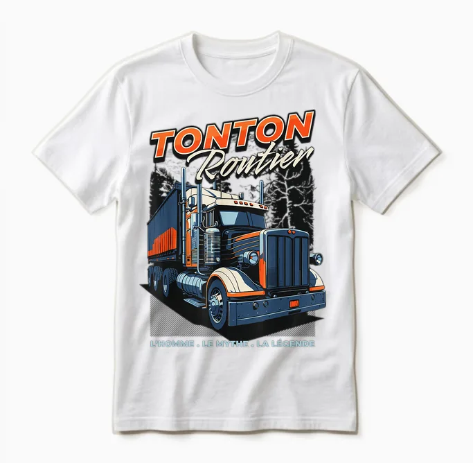 Tonton Road Driver Truck Truck Future Tonton T-Shirt, Black, S Unisex T-Shirt in White