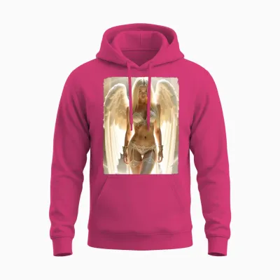 T-Shirt Imprimé Sur Le Dos – Sexy Blonde Angel Pinup Girl Manche Longue Unisex Hoodie - Heliconia