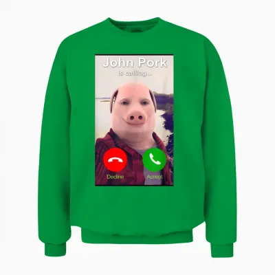 Meme Funny Genz by John Pork T-Shirt, Black, S Unisex Sweatshirt - Irish Green