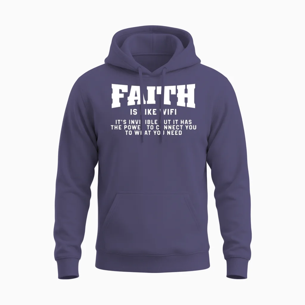 Faith Is Like Wifi - Funny Christian Pastoral Unisex Hoodie in Heather Sport Dark Navy