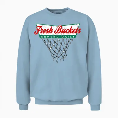 Basketball Player Fresh Buckets Served Daily Bball Unisex Sweatshirt - Light Blue