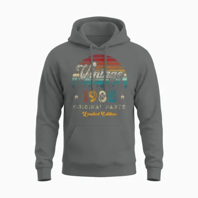 Vintage 1985 Birthday 40 Years Old Limited Edition T-Shirt, Black Unisex Hoodie - Graphite Heather