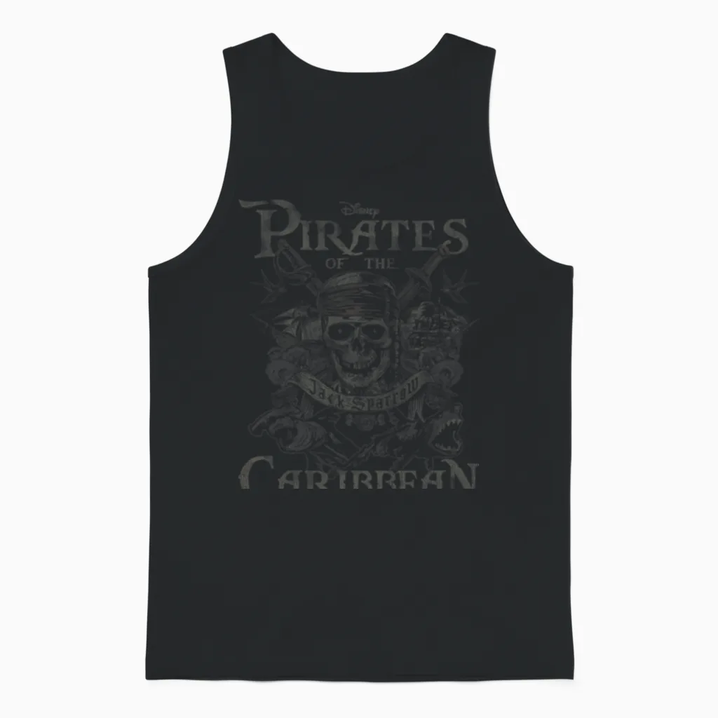 Pirates of the Caribbean Skull Jack Sparrow Manche Longue Unisex Tank Top in Black