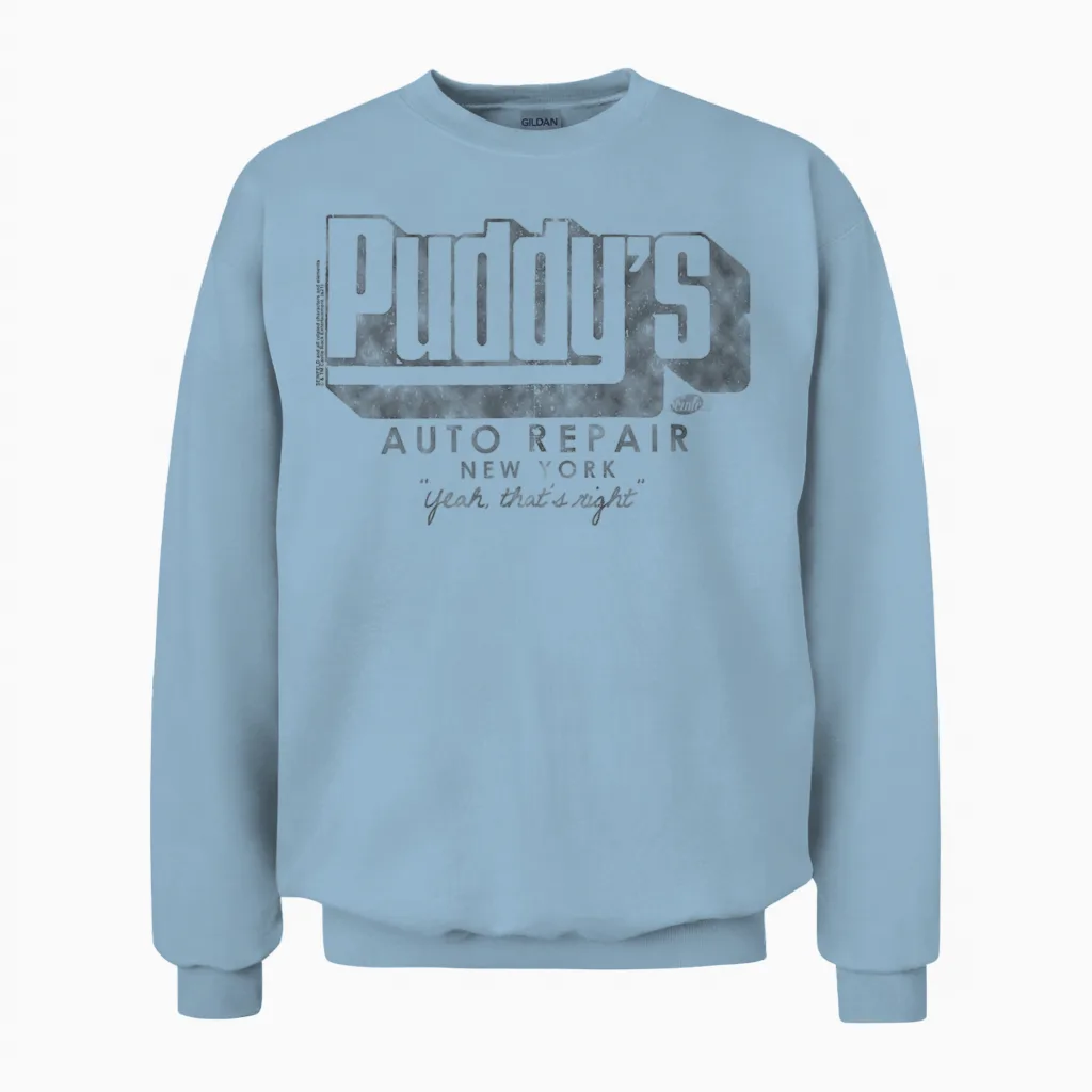 Seinfeld Puddy's Auto Repair New York Funny 90's Tv Show Unisex Sweatshirt in Light Blue