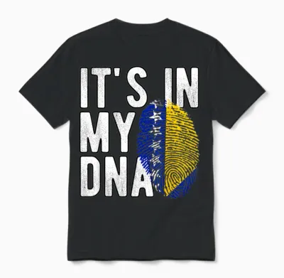 Funny It's in My Dna Bosnien Und Herzegowina Flagge Fingerabdruck Unisex T-Shirt - Black