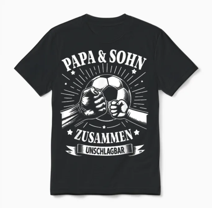 Papa Und Sohn Fußball Fussball Spielen Ball Vater Vatertag Unisex T-Shirt in Black
