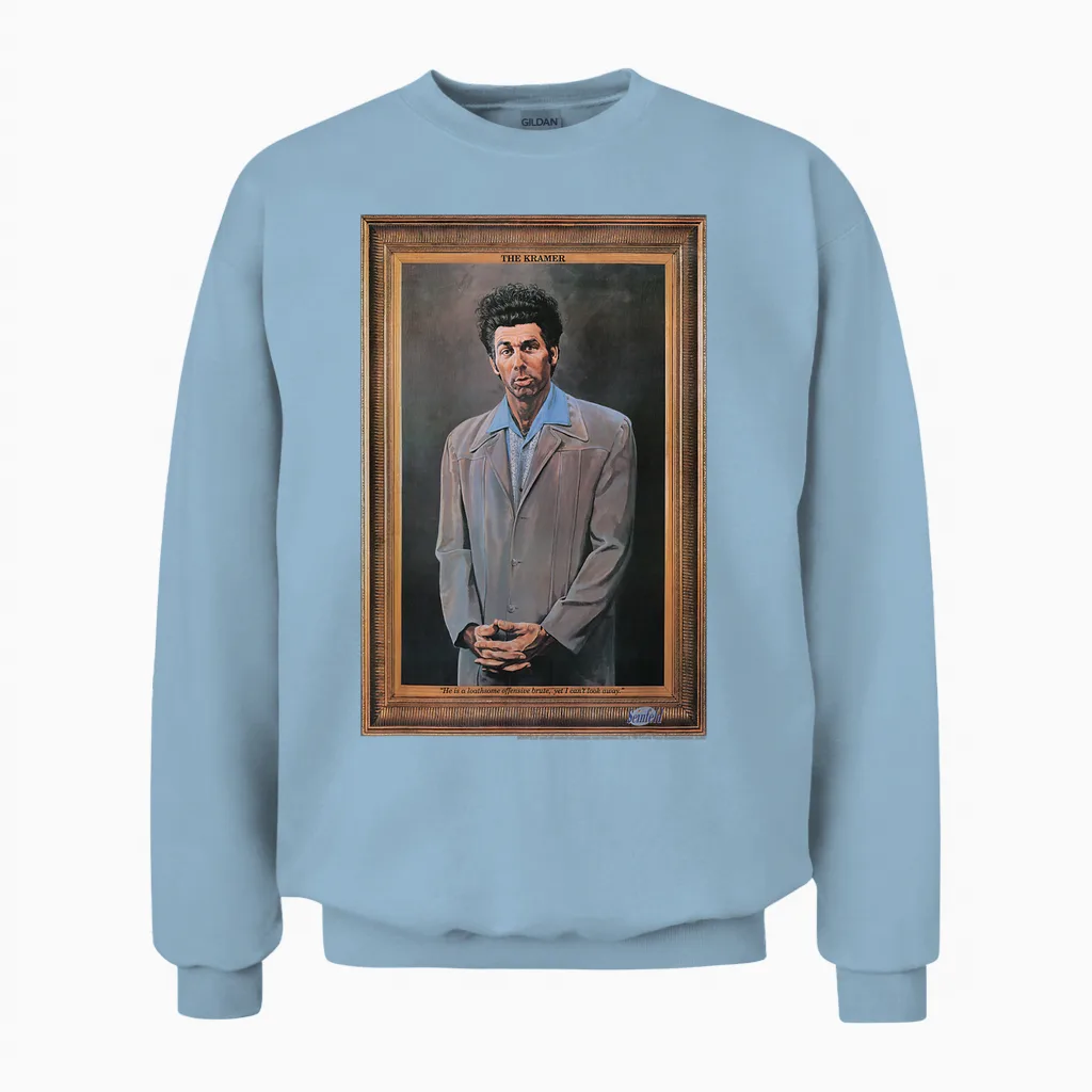Seinfeld the Kramer Portrait Unisex Sweatshirt in Light Blue