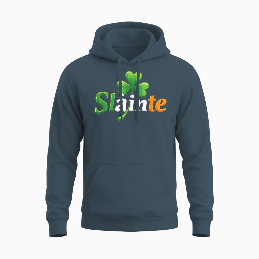 Slainte Irish Cheers Toast Patricks Day Unisex Hoodie in Dark Heather