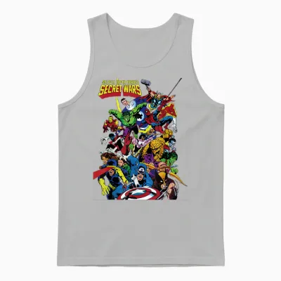 Marvel Exclusive Secret Wars Franchise Hero Collage Unisex Tank Top - Ash