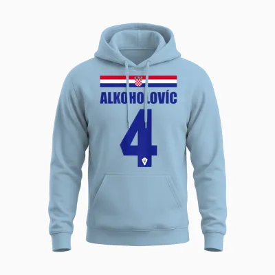 Croatia Drinking Jersey Party Jersey T-Shirt, White Unisex Hoodie - Light Blue