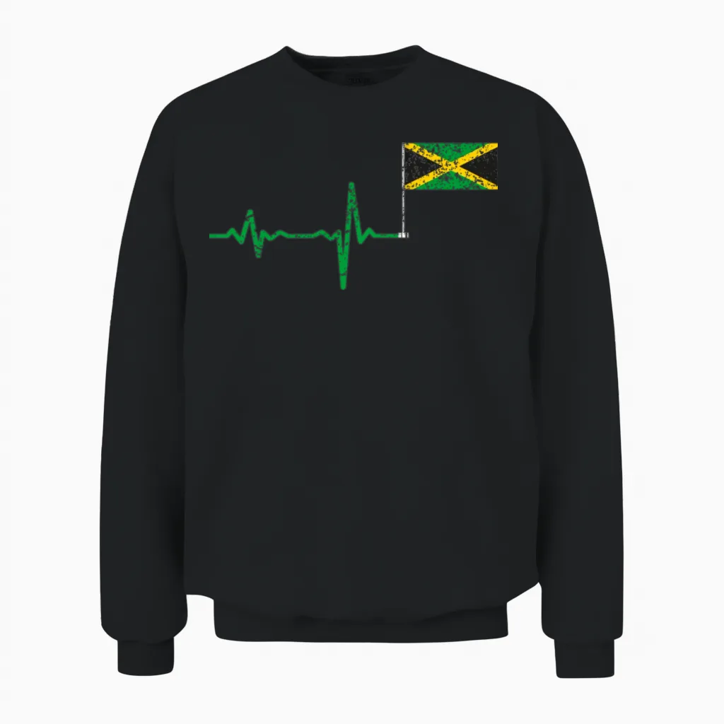 Heartbeat Jamaica Flag Gift Unisex Sweatshirt in Black