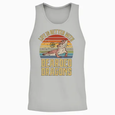 Bearded Dragon Retro Unisex Tank Top - Ash