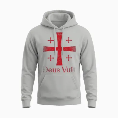 Deus Vult Gottwilles Es Latin Templar T-Shirt, Black Unisex Hoodie - Ash