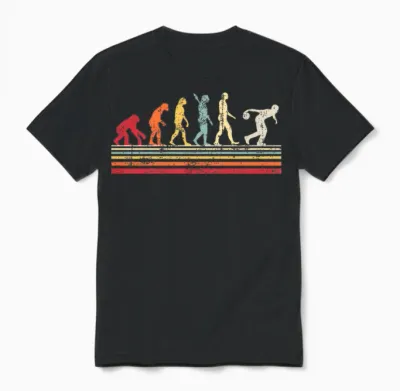 T-Shirt Homme Vintage Retro Funny Bowling Evolution T-Shirt Haut De Gamme Unisex T-Shirt - Black