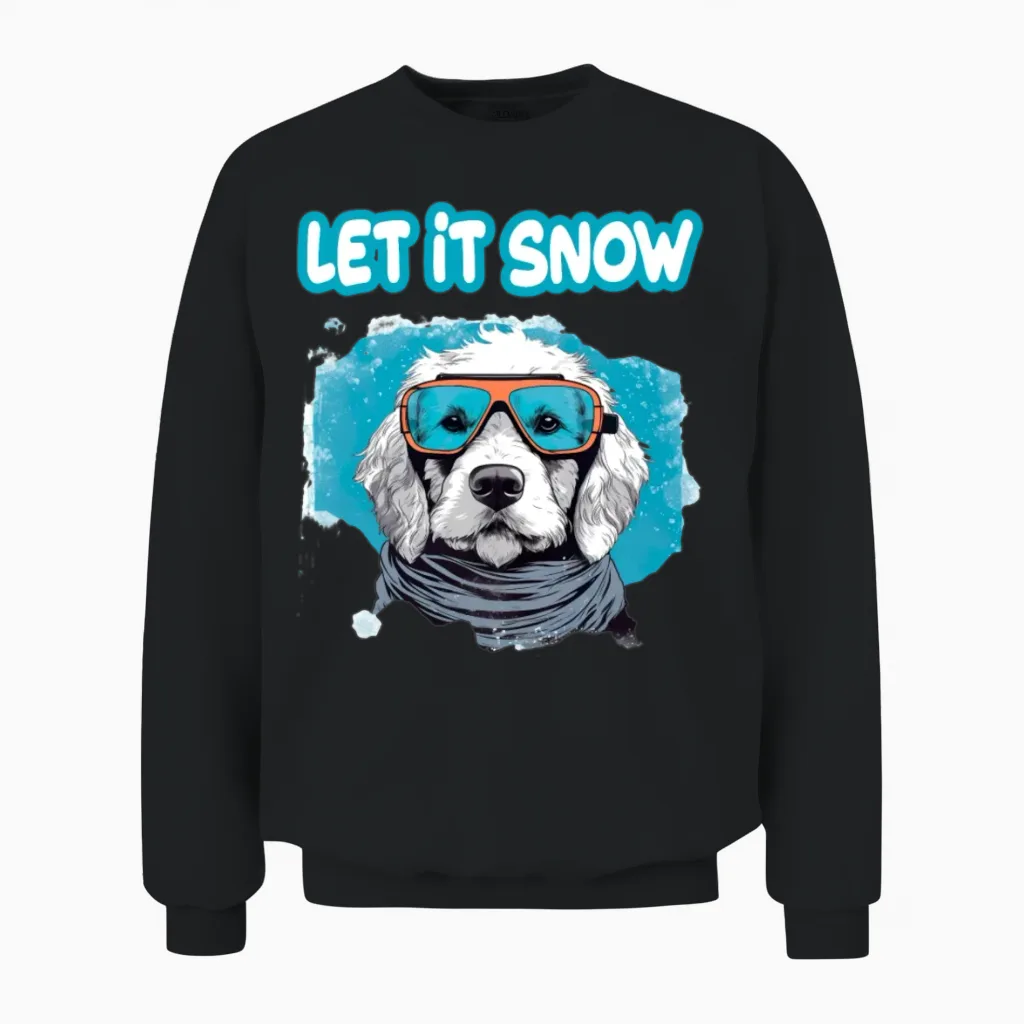 Dog with Ski Goggles Snow Snowfall for a Dog Unisex Sweatshirt in Black