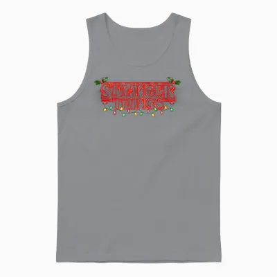 Stranger Things Christmas Neon Lights Iconic Big Text Logo Unisex Tank Top - Sport Grey