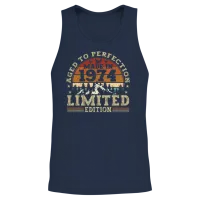 Vintage 1974 Retro Birthday Gift Unisex Tank Top - Navy – 2