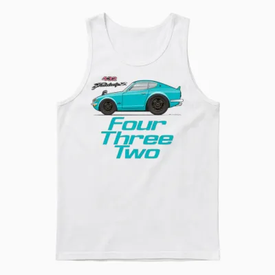 Four Light Blue Unisex Tank Top - White