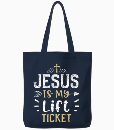 Jesus Is My Lift Ticket - Jesus Tote Bags - Navy