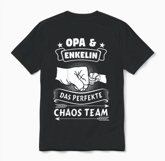 Grandpa & Enkelin Das Perfekte Chaos Team Partner Look Grandad T-Shirt, Black, S Unisex T-Shirt in Black