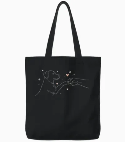 People Punch Hand Dog Friendship Fist Dogs Paw Tote Bags - Black