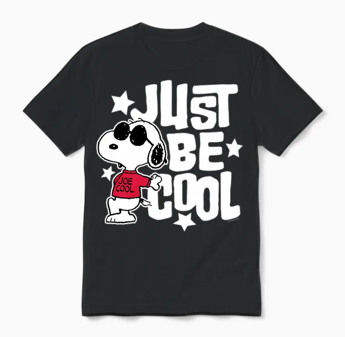 Snoopy Joe Cool Be Cool Long Sleeve Design Unisex T-Shirt in Black