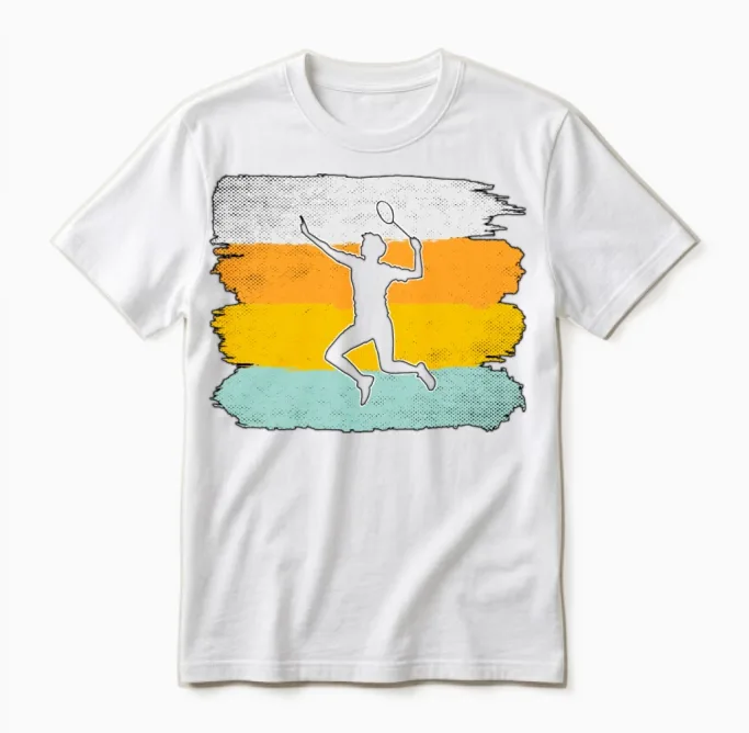 Badminton Retro Unisex T-Shirt in White