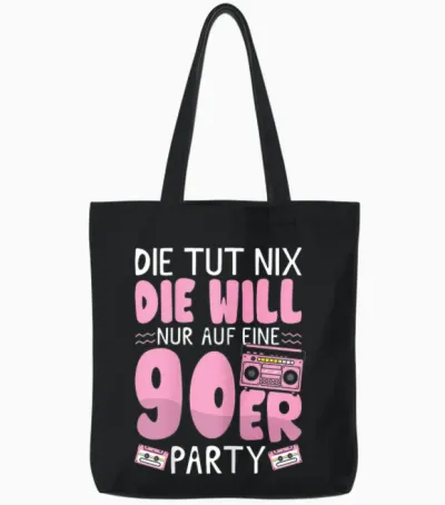 90s Outfit - Will Nur Auf Eine 90er Party - 90s Tote Bags - Black