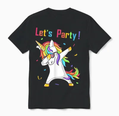 Unicorn Party Outfit Women Men Boys Girls Unicorn T-Shirt, Black Unisex T-Shirt - Black