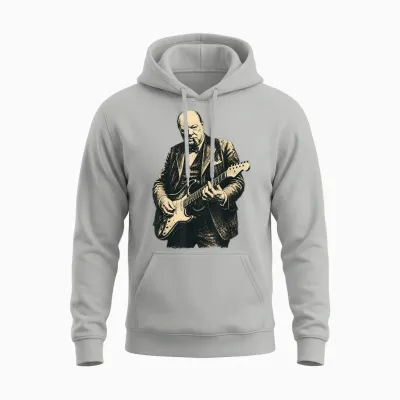 Winston Churchill Playing Guitar Rocker Cool Retro Vintage Unisex Hoodie - Ash