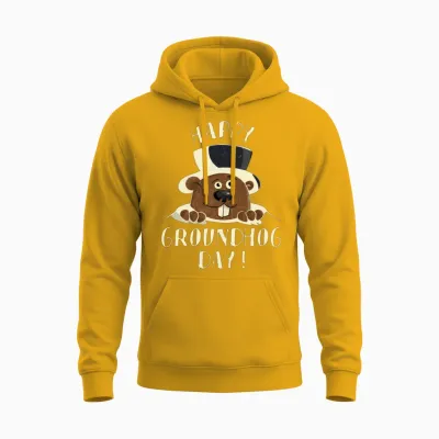 Groundhog Woodchuck Happy Groundhog Day Unisex Hoodie - Gold