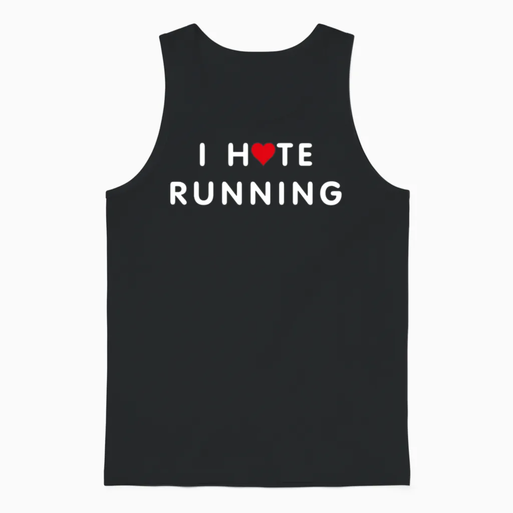 I Hate Running Simple Unisex Tank Top in Black
