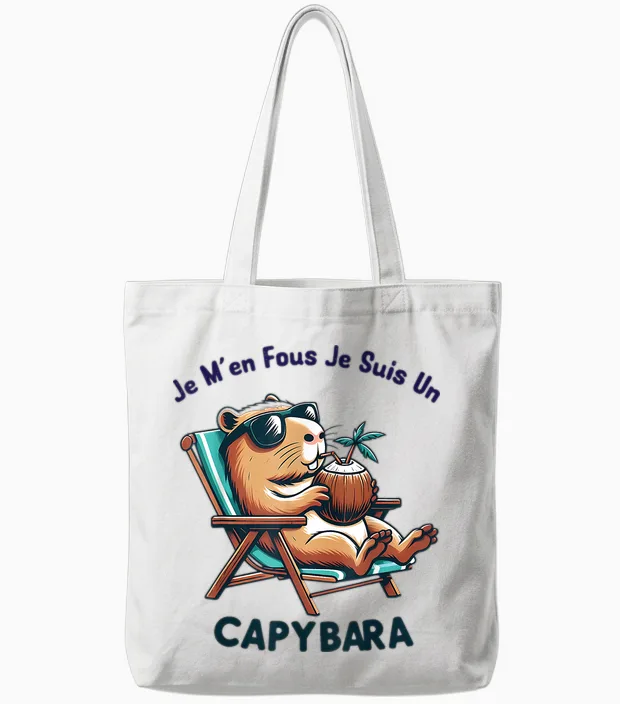 Je M'en Fous Je Suis Un Capybara - Fashion Capybara Activated T-Shirt, White, S Tote Bags in White