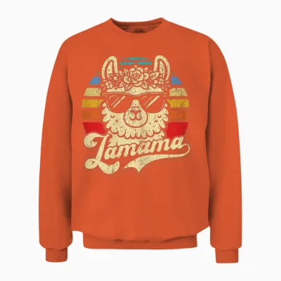 Lamama | Mama Und Lama Lustiges Retro Alpaka Muttertag Unisex Sweatshirt - Orange