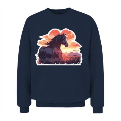 Rapping Horses Black Horse Riding Riders Unisex Sweatshirt - Navy