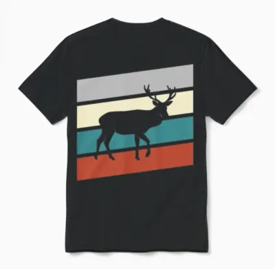 Deer Retro Unisex T-Shirt - Black