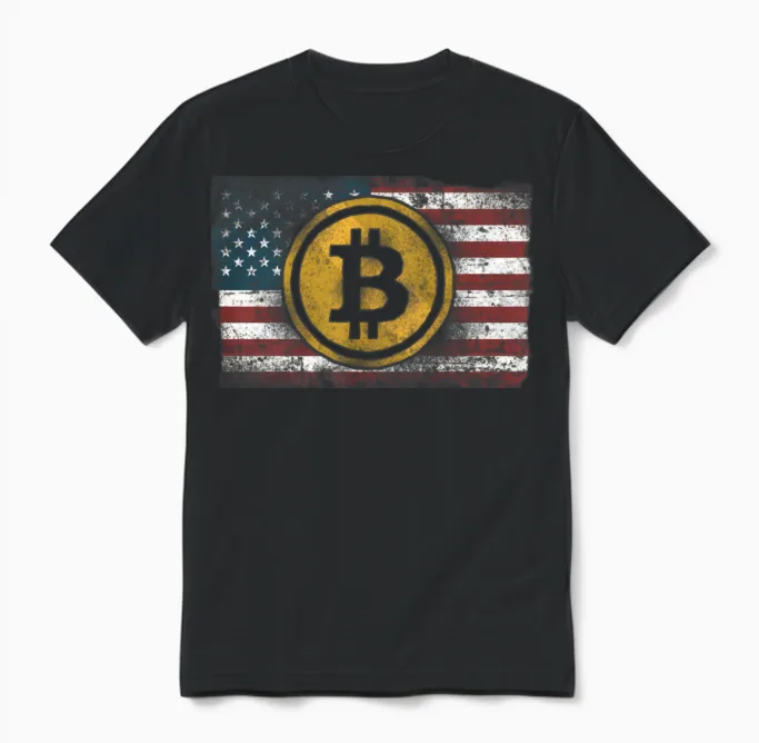 Bitcoin Crypto Usa American Unisex T-Shirt in Black