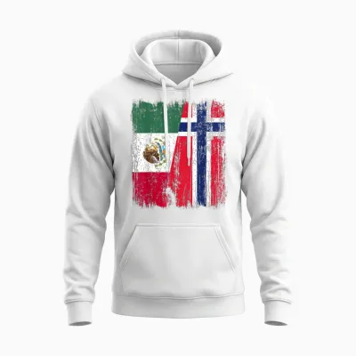 Mexico Norway Half Flag Mexican Norwegian Ancestry Unisex Hoodie - White