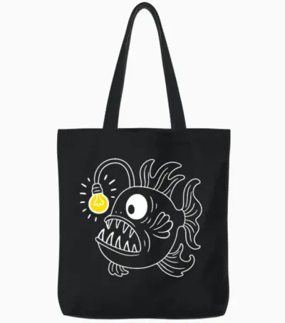 Poisson Lanterne, Abysses, Idée Lumineuse, Esprit Créatif T-Shirt Haut De Gamme Tote Bags - Black