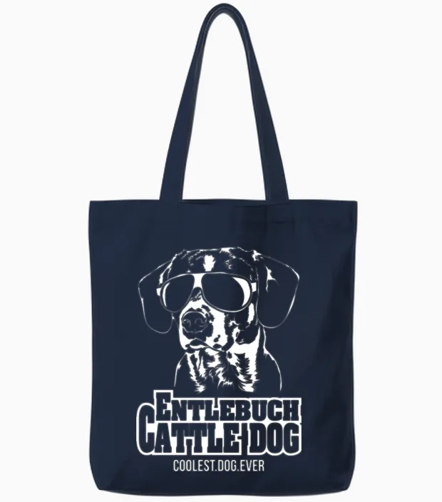 Entlebuch Cattle Dog Coolest Dog Ever Dog Mom Tote Bags in Navy