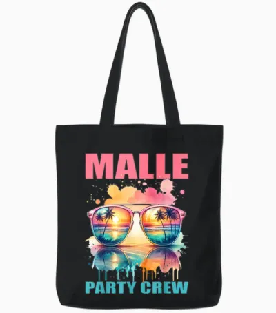 Malle Party Crew - Mallorca Urlaub Design Tote Bags - Black